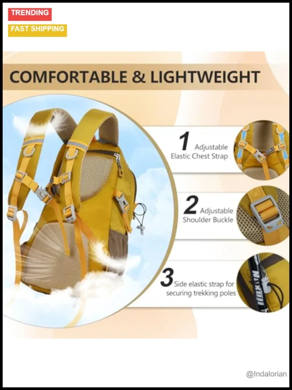 30L Hiking Backpack with Rain Cover, Lightweight Nylon Outdoor Camping